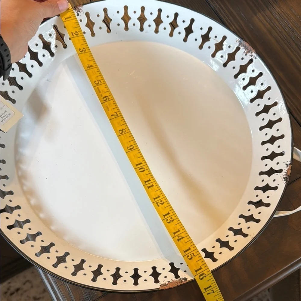 White Decorative Metal Tray Becker Vineyard Fredericksburg Texas Round Tray - Picture 5 of 7